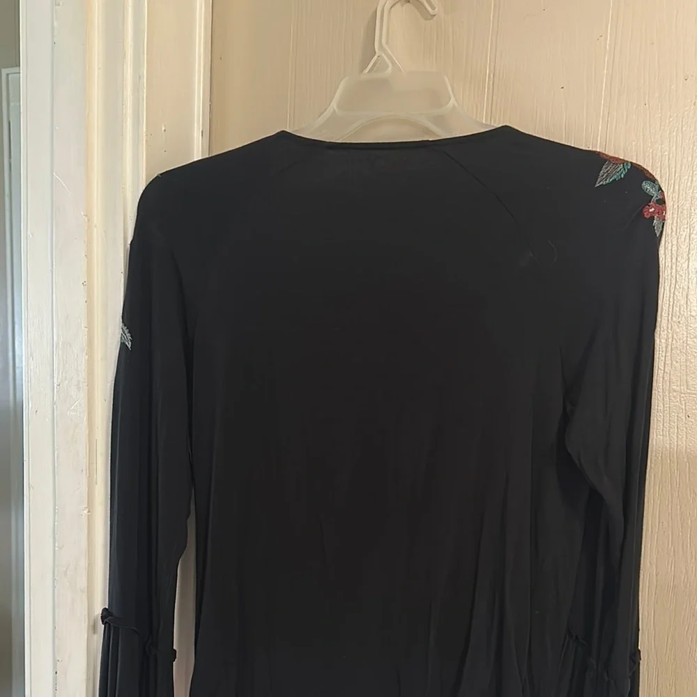 American Eagle Outfitters Black Wrap Blouse 3/4 Sleeve - Picture 10 of 15